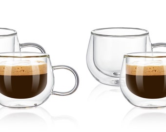 Bacimi Double Wall Insulated Borosilicate Glass Espresso cups 3.5oz /100ml 4pack