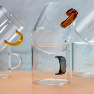 Bacimi Multi-color Borosilicate Clear Glass Espresso cups 120ML/4oz, Set of 6