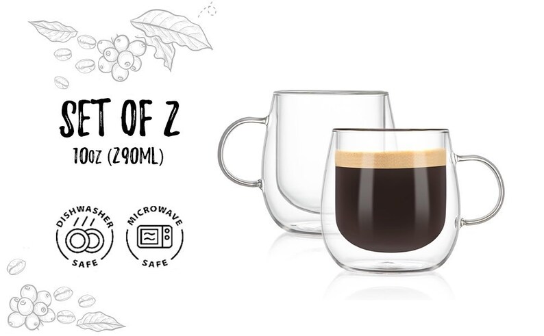 Tazas de café de doble pared de borosilicato, tazas de vidrio aislante hechas a mano de 10 oz (juego de 2) imagen 5