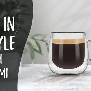 Tazas de café de doble pared de borosilicato, tazas de vidrio aislante hechas a mano de 10 oz (juego de 2) imagen 3