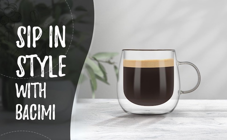 Tazas de café de doble pared de borosilicato, tazas de vidrio aislante hechas a mano de 10 oz (juego de 2) imagen 3