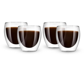 Bacimi Double Wall Insulated Borosilicate Clear Glass Espresso cups 5oz / 150ml