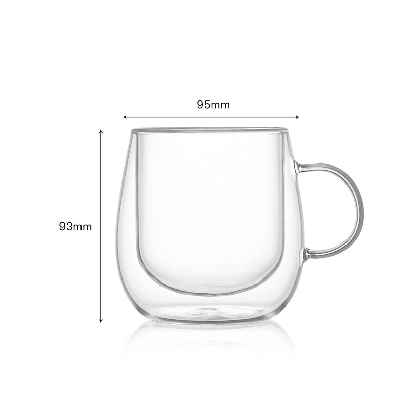 Tazas de café de doble pared de borosilicato, tazas de vidrio aislante hechas a mano de 10 oz (juego de 2) imagen 2