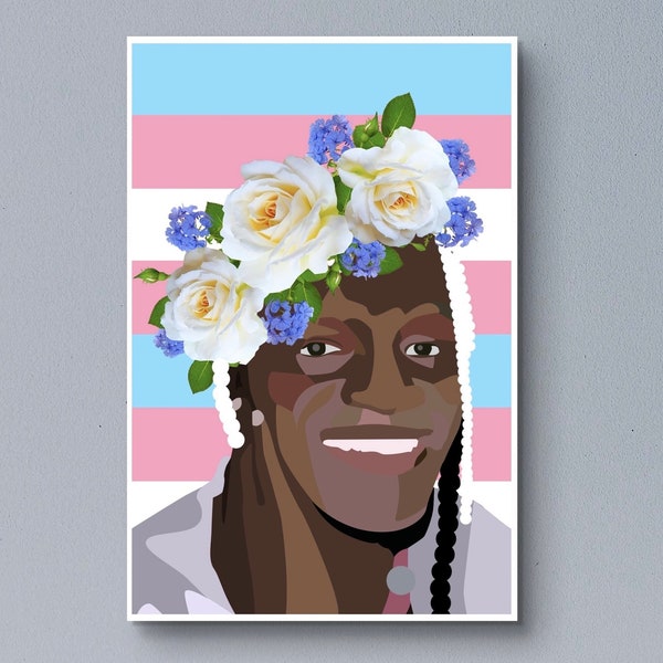 Limited Edition Signed Marsha P. Johnson Poster Painting 12x18 Transgender Icon LGBTQIA Stonewall