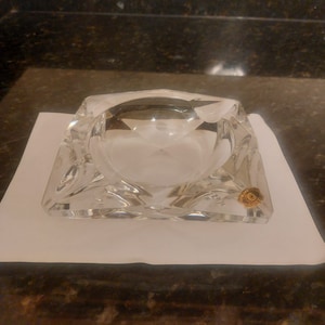 VAL St. LAMBERT Crystal Square Ashtray 5 1/2&quot; - Belgium