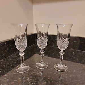 Set of 3 - Marquis By Bohemia Crystal Crystalex Fluted Champagne Glasses 8 1/8&quot; Tall