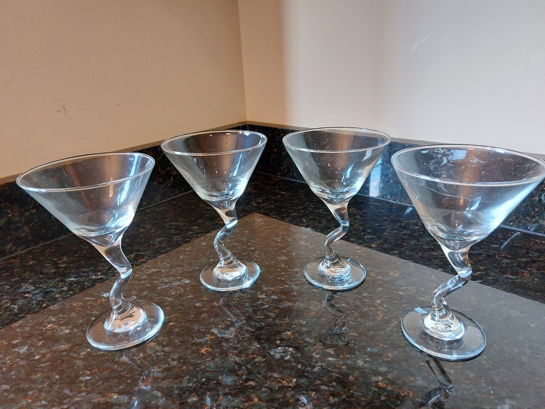 Libbey MCM Z zig Zag Stem Martini Glasses SET OF Etsy