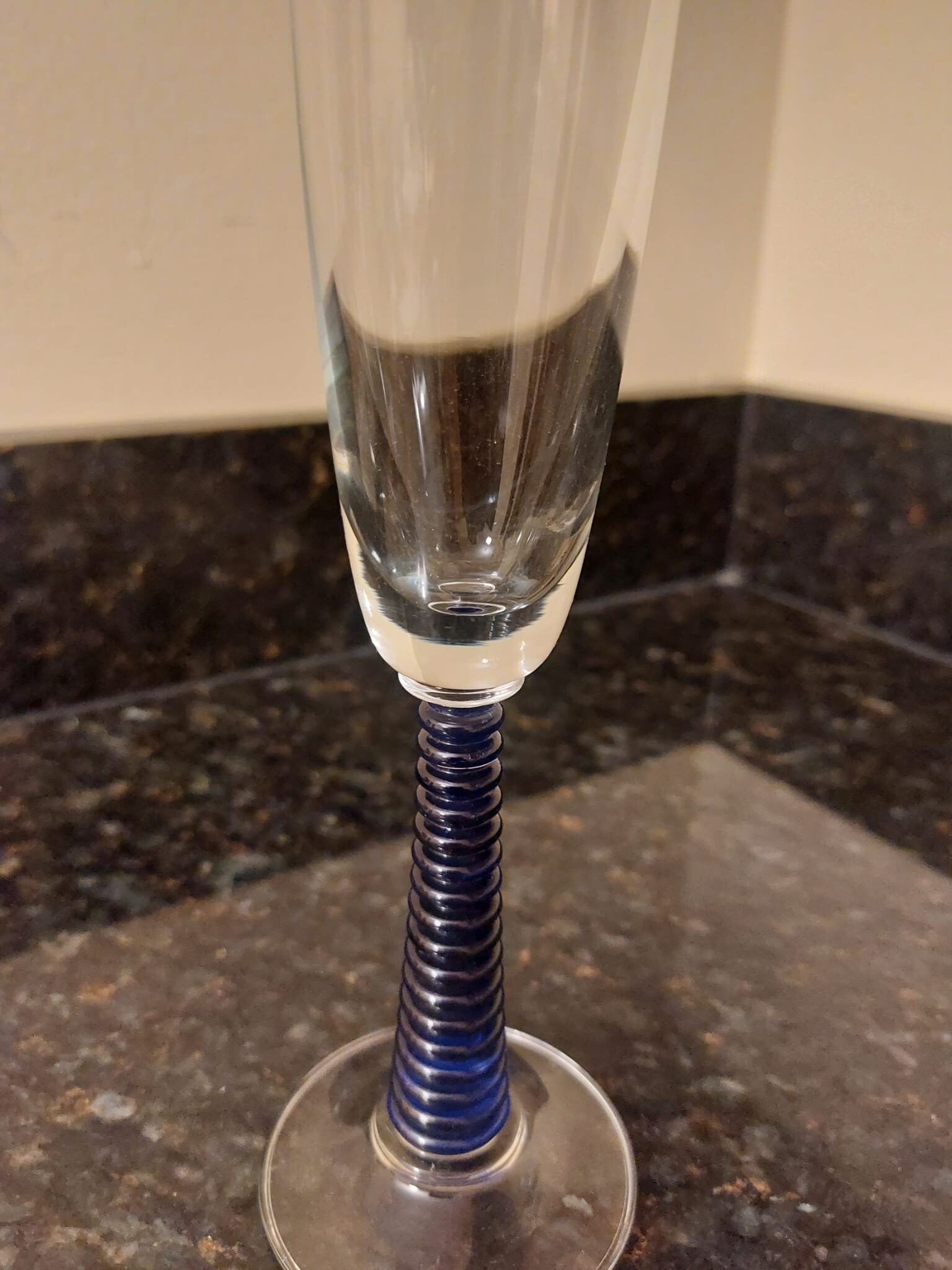 Set of 2 Vintage Bryce Retro Cobalt Blue Stem Champagne Flutes Ringed ...