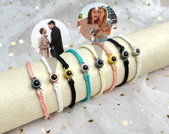 Bracelet photo personnalisé, Bracelet pour projection de photos, Bracelet personnalisé pour maman, Bracelet en corde fait main, Bijoux photo, Cadeaux pour couple