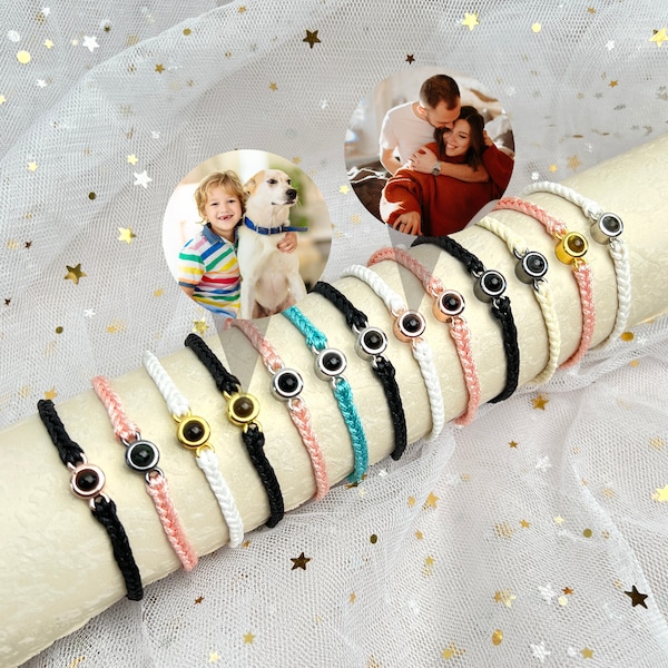 Photo Projection Bracelet, Circle Picture Bracelet, Custom Wristband, Personalized Bracelet Gift for Mother's Day, Photo Jewelry for Her/Him