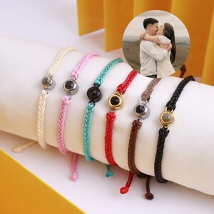 Personalized Gift for Dad, Custom Photo Projection Rope Bracelet for Him Her, Birthday Anniversary Gift for Mom, Christmas Gift for Friend
