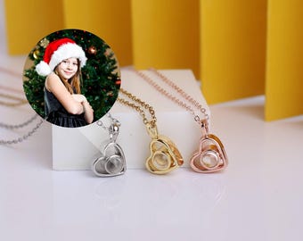 Collier personnalisé avec projection de photos de coeurs, bijoux personnalisés avec image cachée, cadeau avec pendentif commémoratif pour elle, maman, anniversaire de mariage