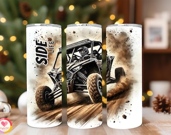 Side by Side Life, Can, UTV, Ultra Terrain Vehicle, 20 Oz Skinny Straight Sublimation Tumbler Wrap Digital Design PNG File Download