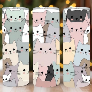 Cute Cats Tumbler wrap 20oz PNG Design, Cats Tumbler wrap, cute cant png, cute cat stickers Tumbler wrap, Digital download cat tumbler