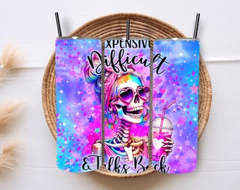 Funny Skeleton Tumbler Wrap, Sassy Skull Sublimation Design (Digital Download)