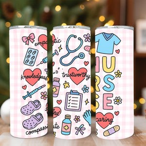 Groovy Nurse Tumbler Wrap PNG: Flower Heart Sublimation Design (Digital Download)