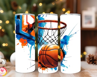 Basketball Tumbler Wrap: Sporty 20oz Skinny Tumbler Design (Digital Download)