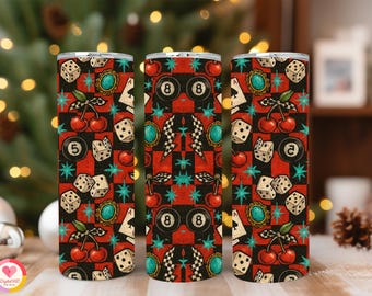Western Cowgirl Tumbler Wrap: Red Turquoise Checkered Bows (Digital Download
