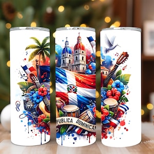 Dominikanische Flagge Tumbler Wrap: 20 Unzen Skinny Sublimation Design (Digitaler Download)