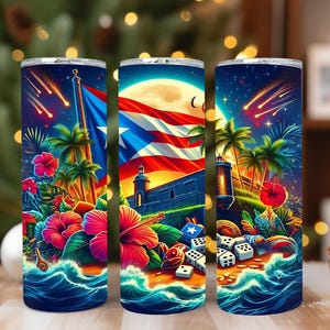 Puerto Rican Flag Tumbler Wrap PNG: Boricua Pride Sublimation Design (Digital Download)