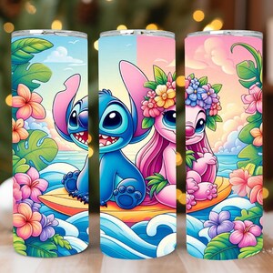 Stitch Funny Summer 20oz Tumbler, 20oz Skinny Tumbler design, Cartoon Tumbler Wrap png, Beach Tumbler Sublimation, Full Tumbler Wrap,