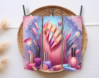 Nail Tech Tumbler Wrap PNG – Sublimation Design for Nail Artists (Digital Download)