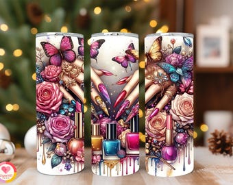 Nail Tech Tumbler Wrap: Dripping Coffee Design (Digital Download)