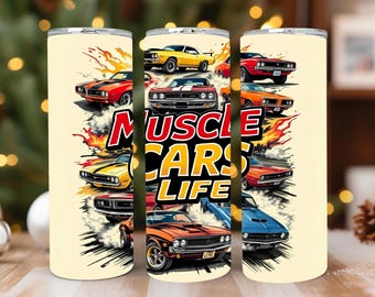 Muscle Car Lover 20oz Tumbler Wrap: Sublimation PNG (Digital Download)