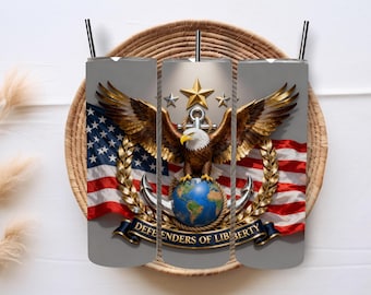 US Marines Tumbler Wrap PNG, Eagle Globe Anchor, American Flag (Digital Download)