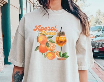 Aperol Spritz Comfort Color Tee, Oranges, French Riviera, Summer cocktail shirt