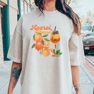 Koszulka Aperol Spritz Comfort Color, Pomarańcze, Francuska Riwiera, Letnia koszula koktajlowa