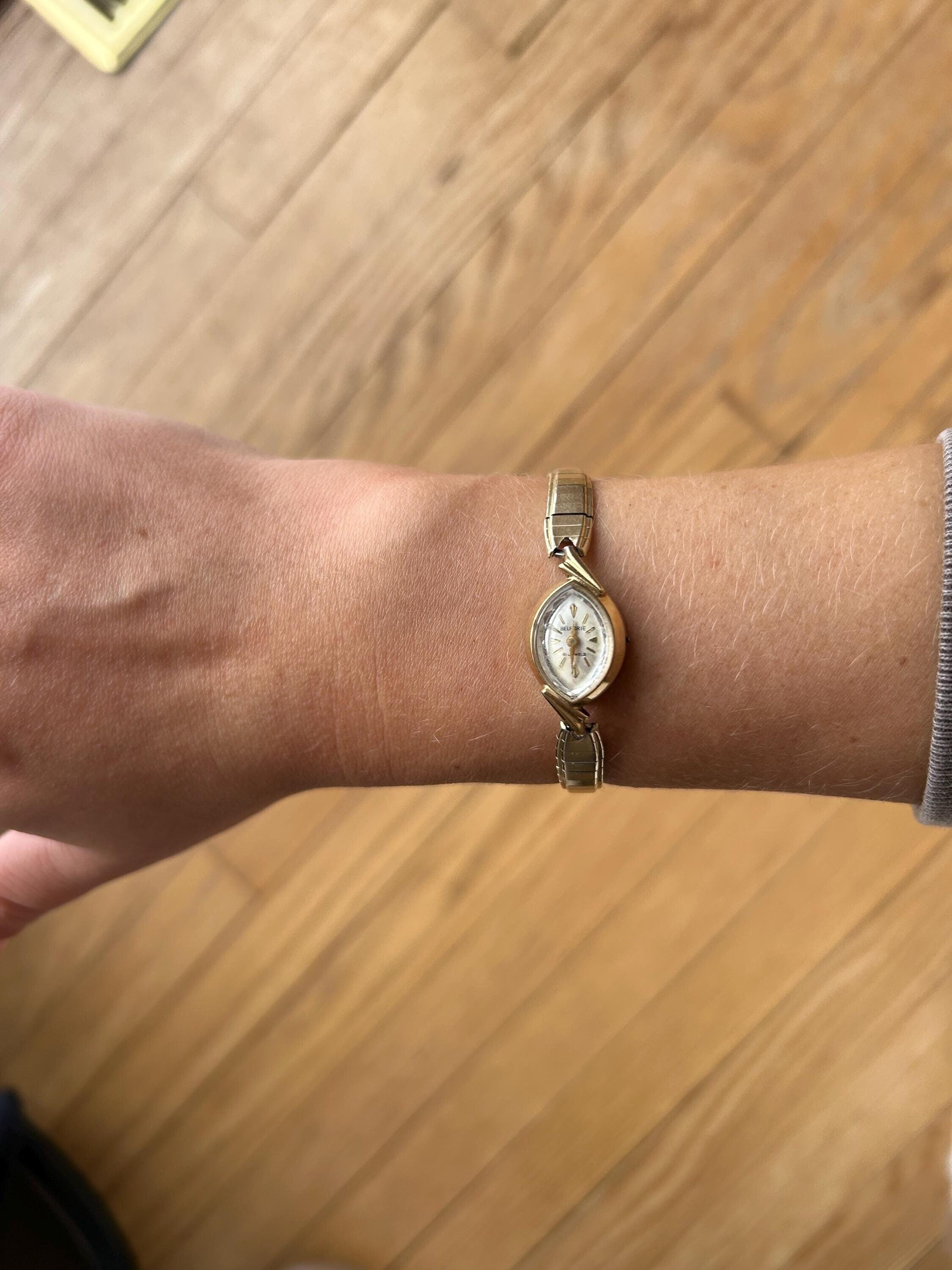 Vintage Belforte Ladies Watch, Gold Tone Dress Wristwatch