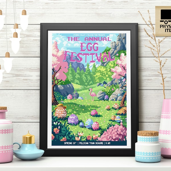 The Annual Egg Festival, Stardew Valley Event Poster, Stardew Valley Inspired Pixel Art, Easter Egg, Video Game Art, Physical Poster