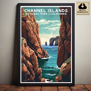 Channel Islands National Park, California National Park Posters, Camping and Hiking gift, Minimalist, Vintage Style Print, Digital Download