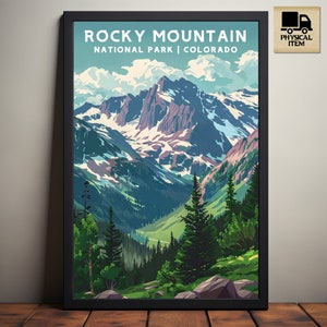 Rocky Mountain National Park, Colorado National Park Posters, Camping and Hiking gift, Minimalist, Vintage Style Print, Physical Poster