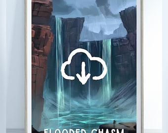 Flooded Chasm National Park Poster, Wall Art Print, Cosmere Home Decor, Nature Landscape, Gift for Stormlight Fan, Digital Download