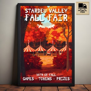 Stardew Valley Herbstmesse, Herbst-Event-Poster, von Stardew Valley inspirierte Pixelkunst, Herbstbäume, Videospielkunst, physisches Poster