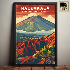 Haleakala National Park, Hawaii National Park Posters, Camping and Hiking gift, Minimalist, Vintage Style Print, Physical Poster