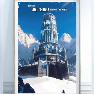 Pôster de viagem de Urithiru, A Cidade dos Reis, Arte conceitual de fantasia, Presente de livro, O Caminho dos Reis, Arquivo Stormlight, SLA, Pôster físico