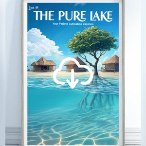 Pure Lake Travel Poster Download, Matte Vertical Posters, Cultivation Vacation Art Print, Purelake Wall Art, Fantasy Book Lover, Digital