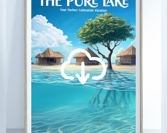 Pure Lake Travel Poster Download, Matte Vertical Posters, Cultivation Vacation Art Print, Purelake Wall Art, Fantasy Book Lover, Digital