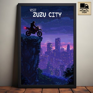 Stardew Valley Reiseposter, ZUZU CITY, Stardew Valley inspiriert Pixel Kunst, Sebastian Event, Sternenhimmel, Physisches Poster
