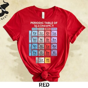 Periodic Table of Allomancy T shirt, Periodic Table of Elements Parody Design, Mistborn, Cosmere Gift, External and Internal Metals image 7