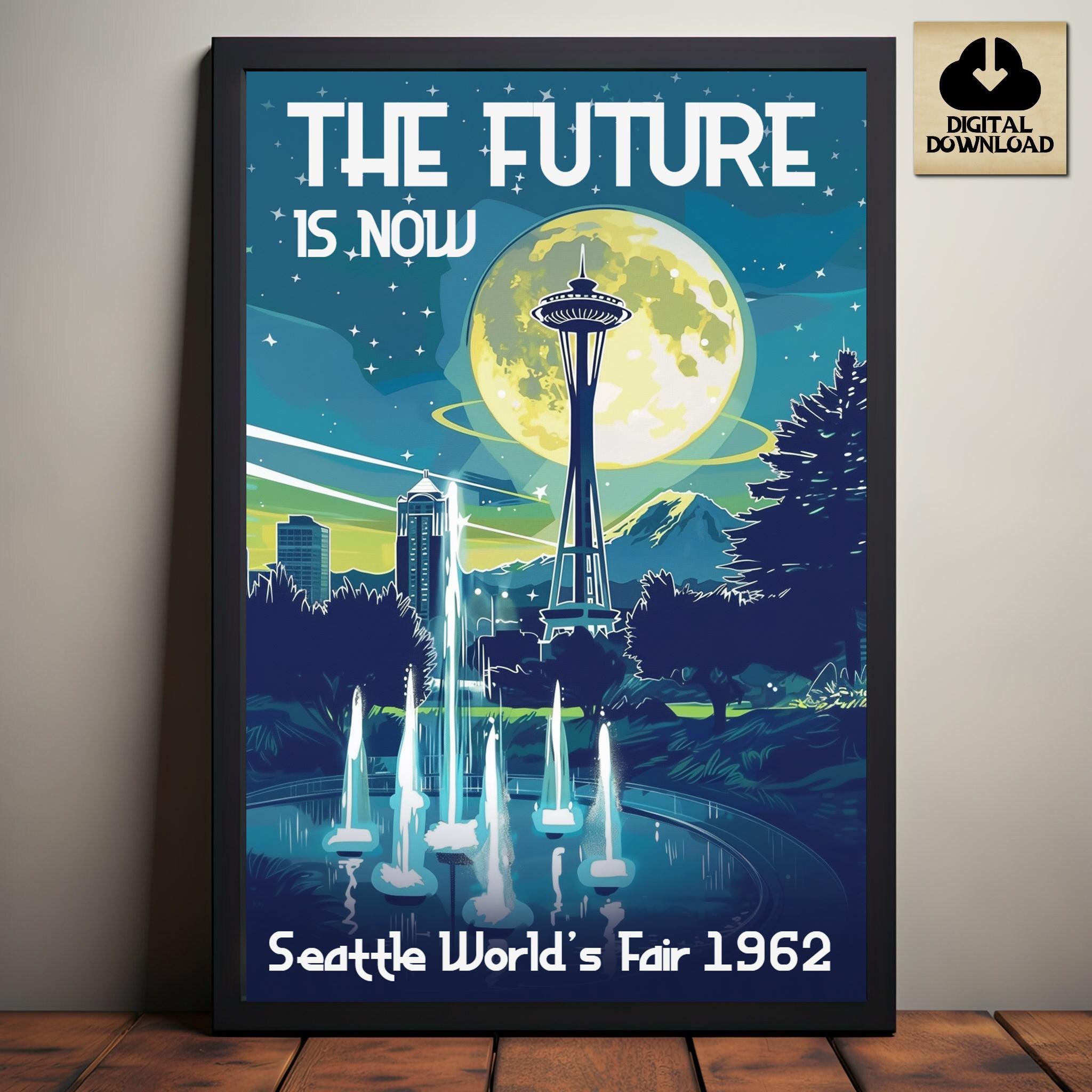 1962 Seattle Worlds Fair, Travel Poster, Vintage Travel Canvas