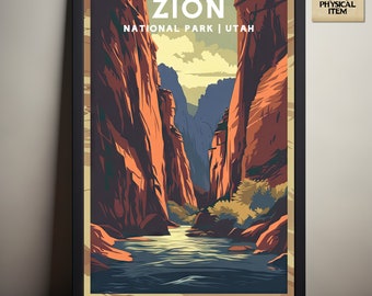 Zion National Park, Utah National Park Poster, Camping and Hiking gift, Minimalist, Vintage Style Print, Physical Poster
