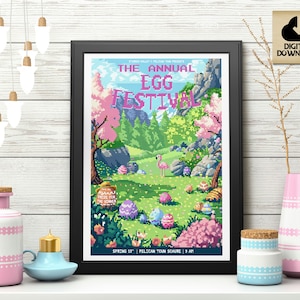 The Annual Egg Festival, Stardew Valley Event Poster, Stardew Valley Inspired Pixel Art, Easter Egg, Video Game Art, Digital Download