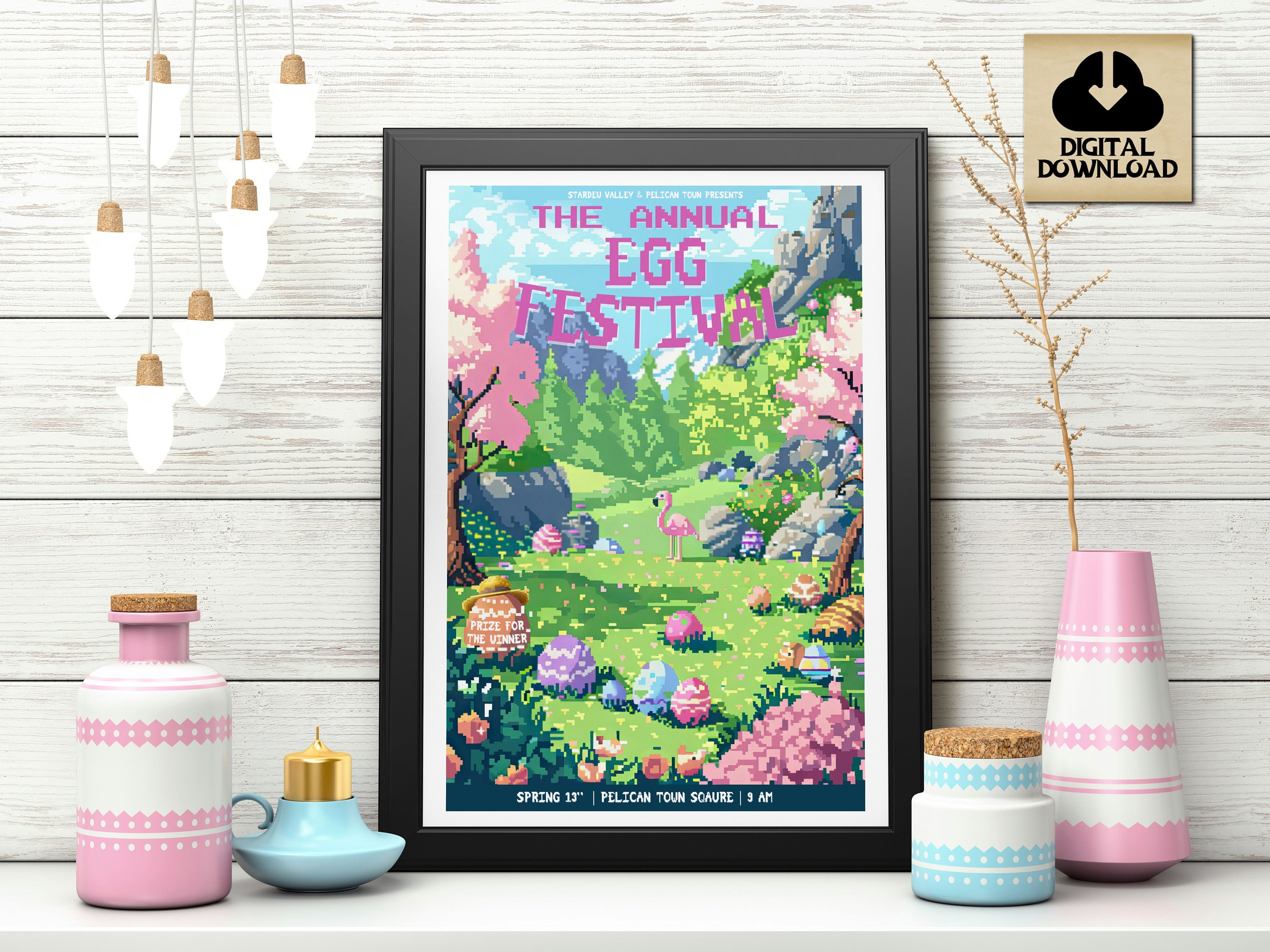 The Annual Egg Festival, Stardew Valley Event Poster, Stardew Valley Inspired Pixel Art, Easter Egg, Video Game Art, Digital Download