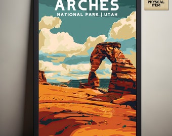 Arches National Park, Utah National Park Posters, Camping and Hiking gift, Minimalist, Vintage Style Print, Physical Poster