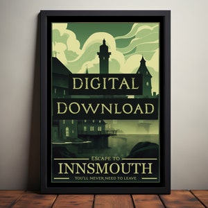 Innsmouth (Call of Cthulhu) Reise Poster Digitaler Download, Physisches Poster, HP Lovecraft, Lovecraftian Horror Poster, Schatten über Innsmouth