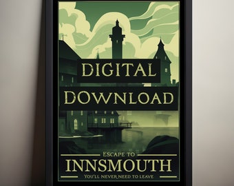 Innsmouth (Call of Cthulhu) Travel Poster Digital Download, Physical Poster, HP Lovecraft, Lovecraftian Horror Poster, Shadow over Innsmouth